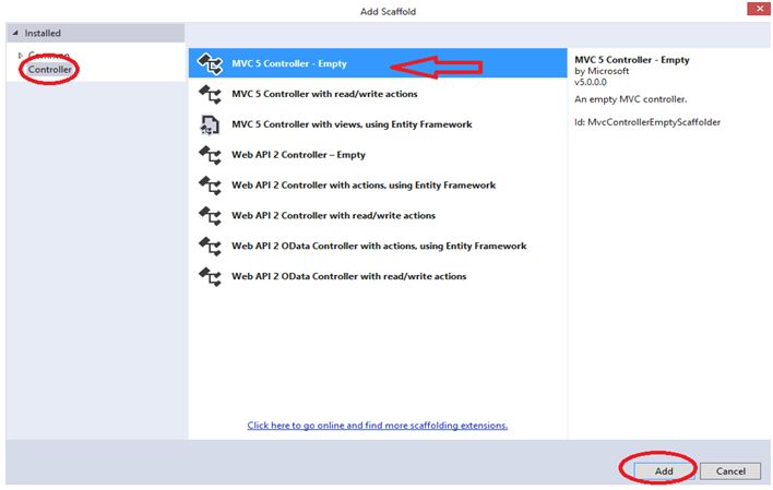 MVC 5 Controller-Empty